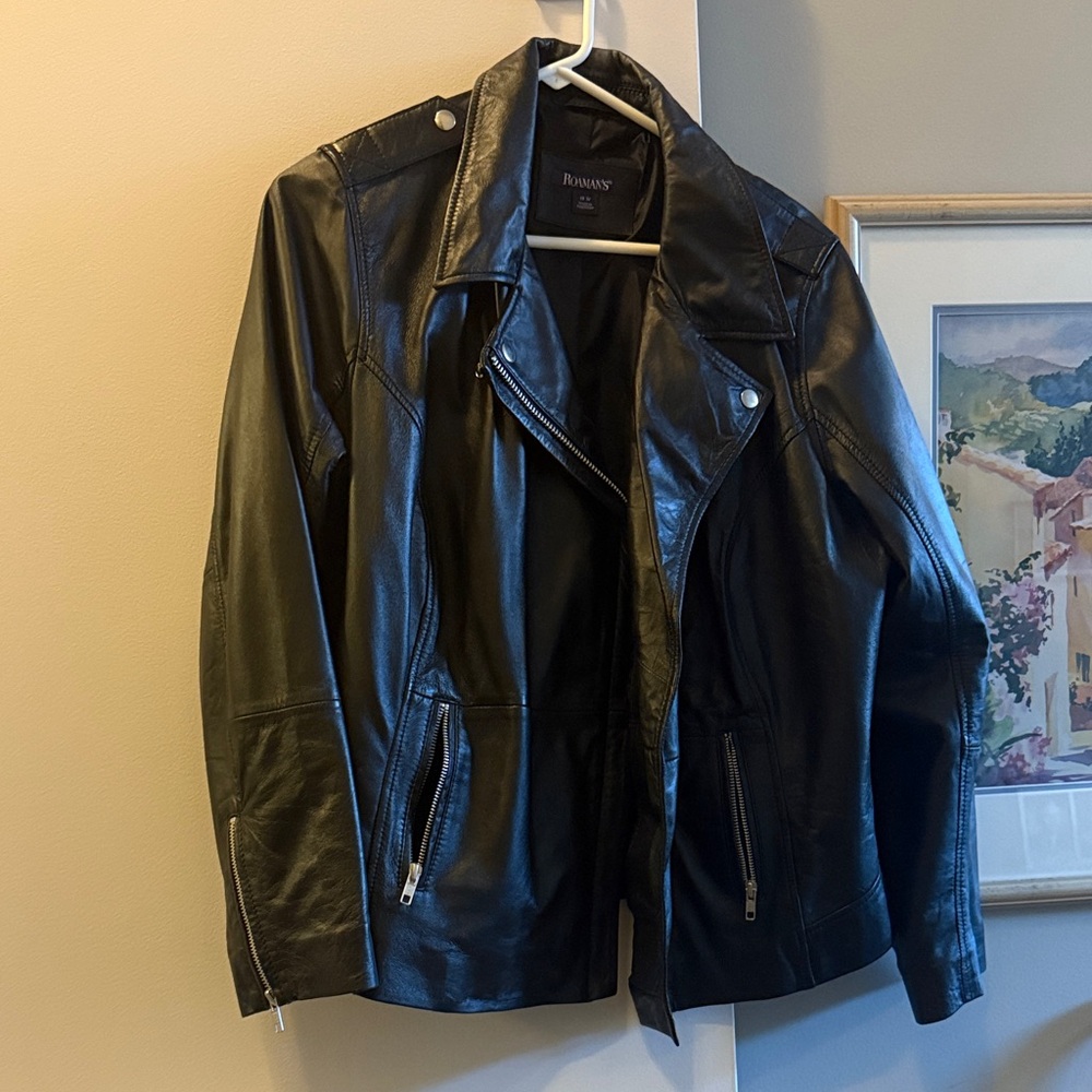 Roaman’s Black Leather Jacket Size 18W